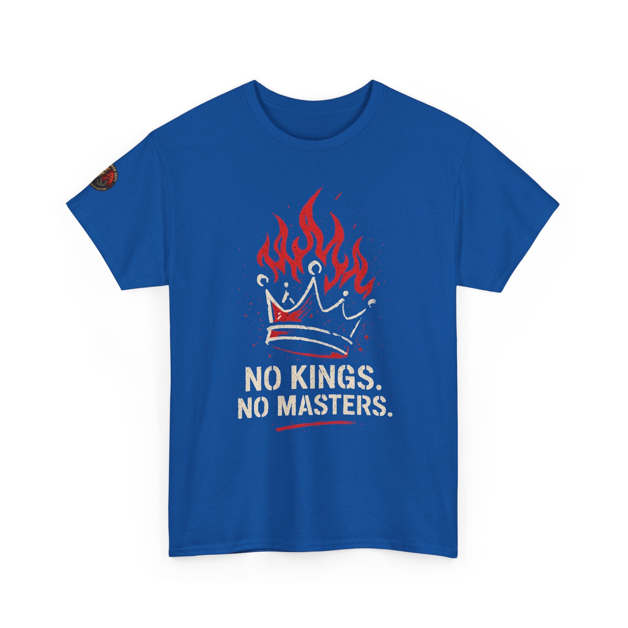 Unisex Heavy Cotton Tee with 'No Kings, No Masters' Design