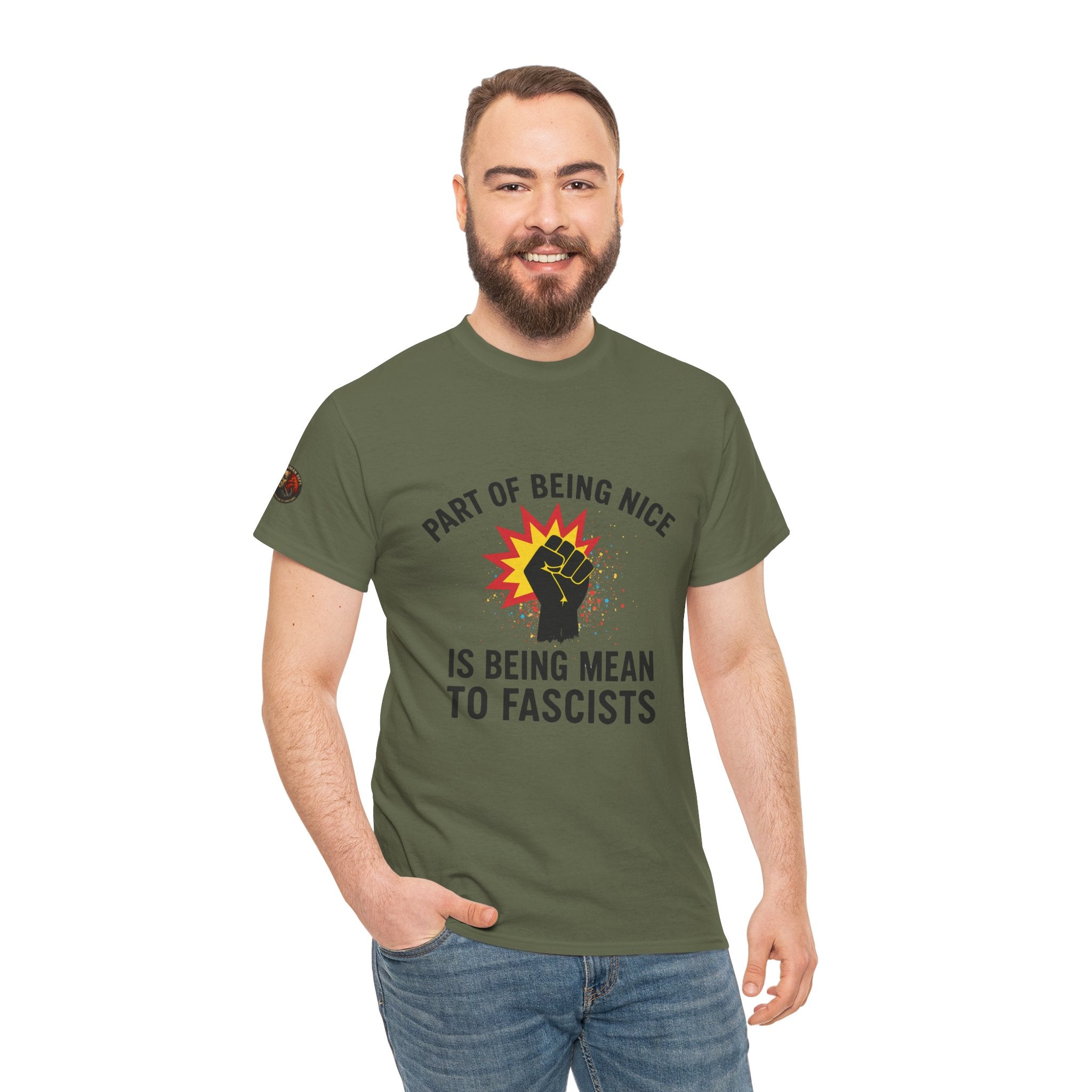 Unisex Protest Tee - "Part of Being Nice is Being Mean to Fascists" - Casual Activism Shirt, Social Justice Apparel, Gift for Allies, [...]