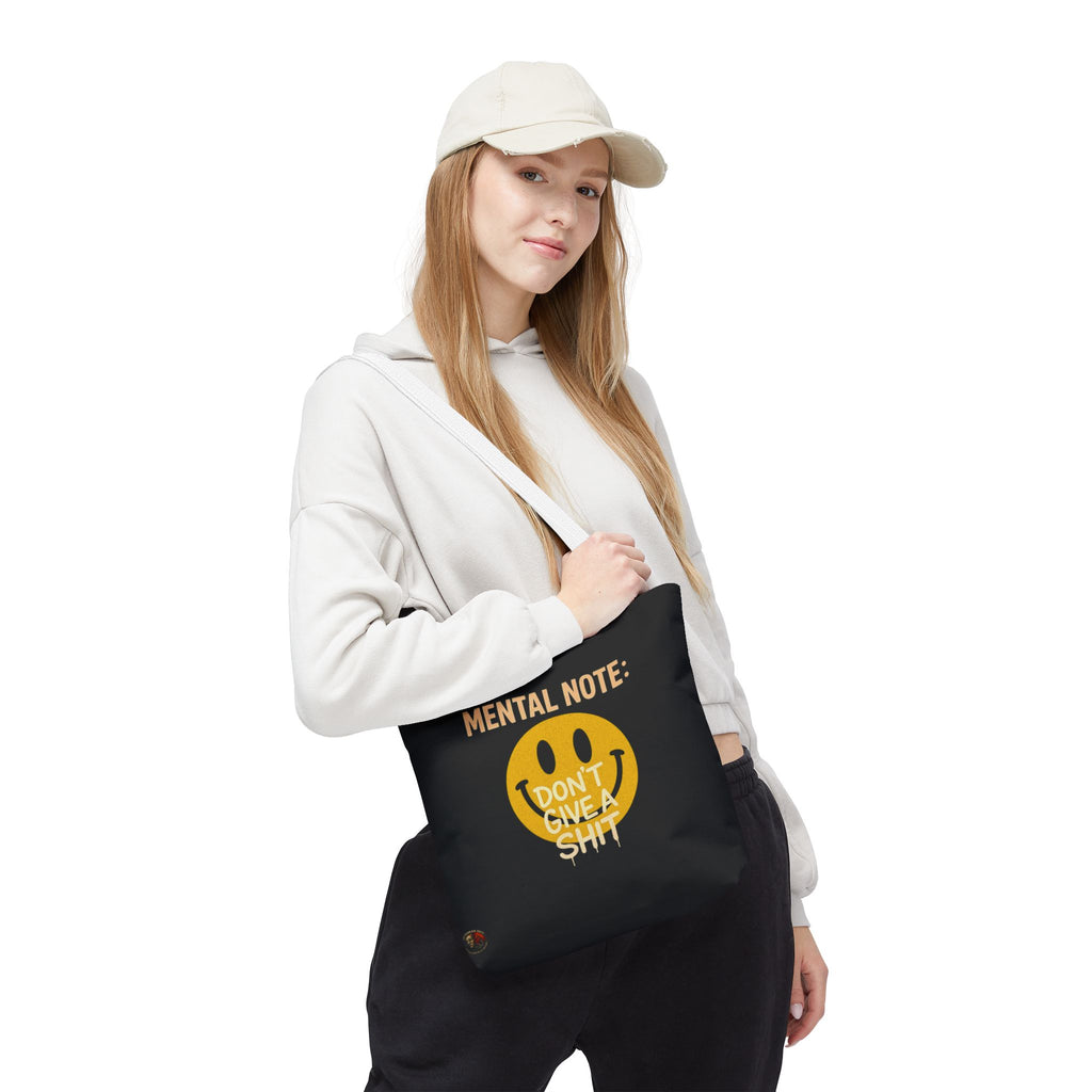 Smiley Face Tote Bag, Motivational Bag, Eco-Friendly Shopper, Gift for Friends, Everyday Use, Mental Note Design