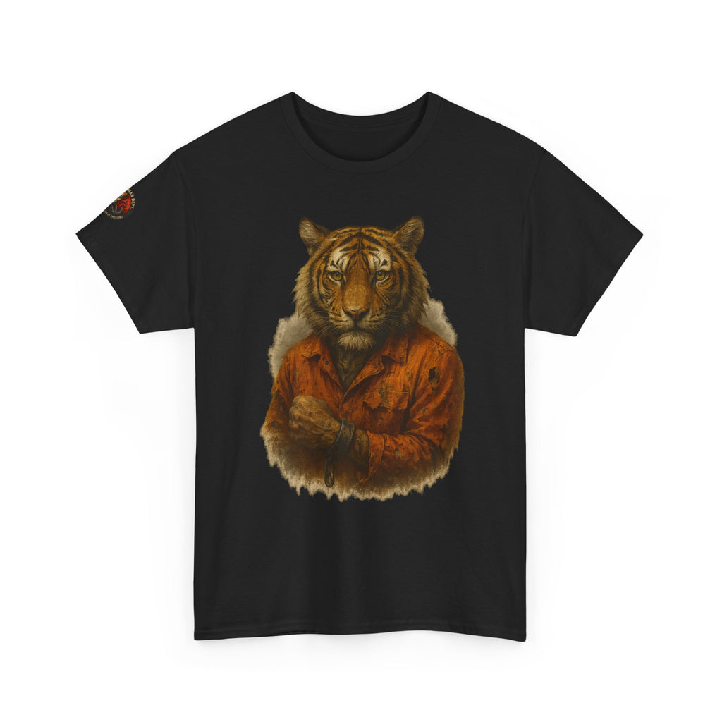 Tiger Character Unisex Heavy Cotton Tee, Casual Tee, Animal Lover Shirt, Unique Gift, Wildlife Art Tee