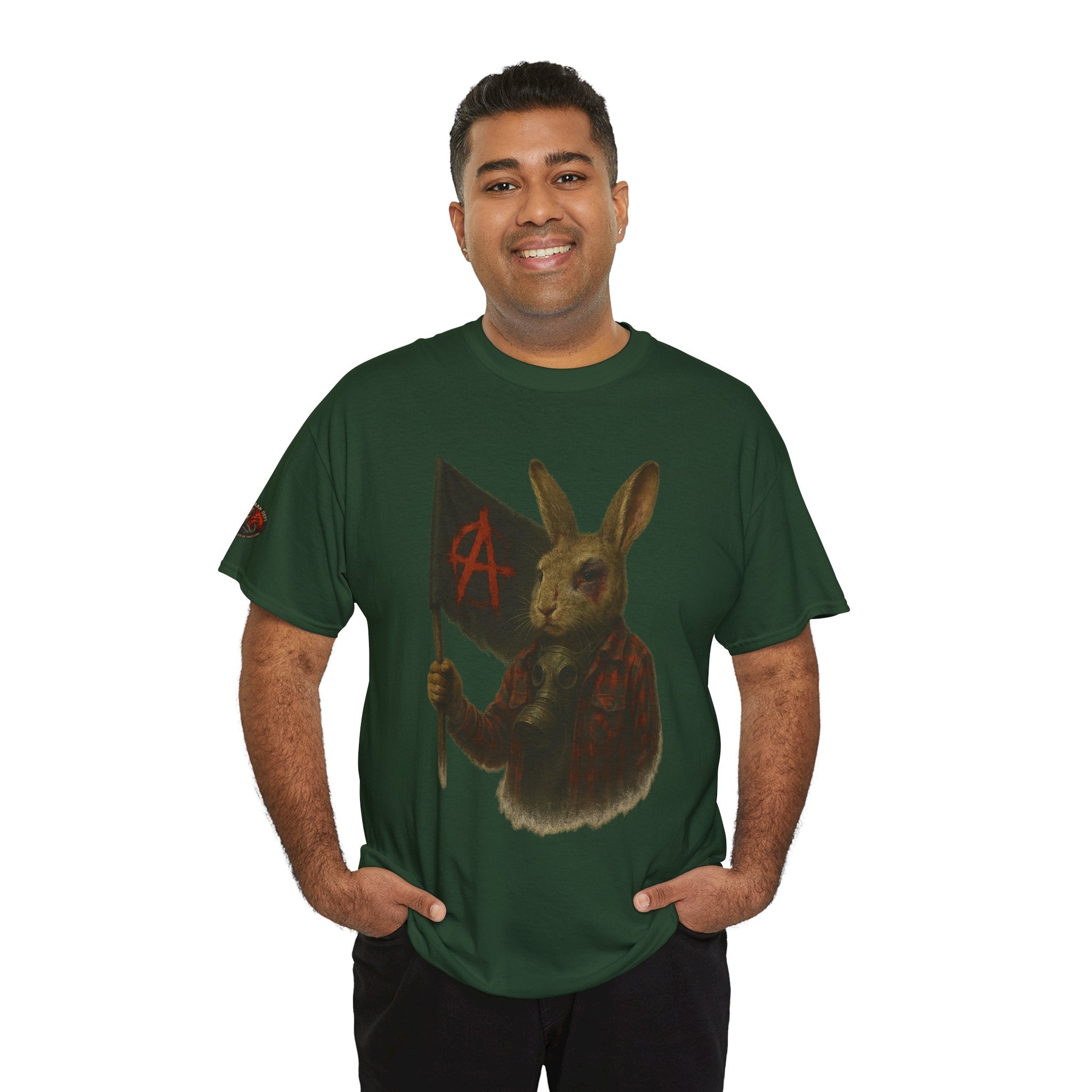 Rebellious Rabbit Art Tee, Cool Graphic Tee, Animal Lover Gift, Unisex Casual Shirt, Edgy Fashion Tee, Quirky Gift Idea