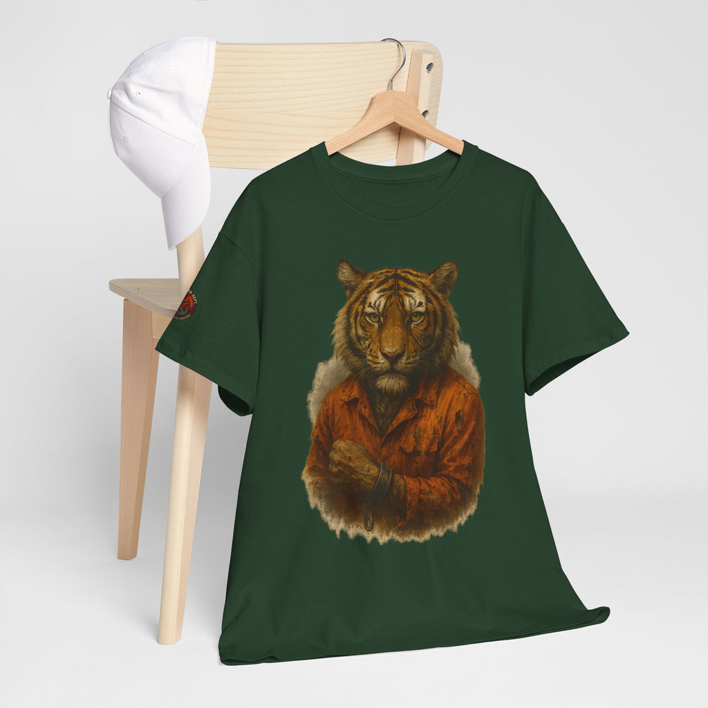 Tiger Character Unisex Heavy Cotton Tee, Casual Tee, Animal Lover Shirt, Unique Gift, Wildlife Art Tee