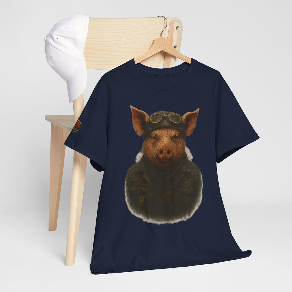 Aviator Pig Unisex Tee, Fun Graphic Shirt, Animal Lovers Gift, Casual Wear, Unique Design, Vintage Style T-Shirt