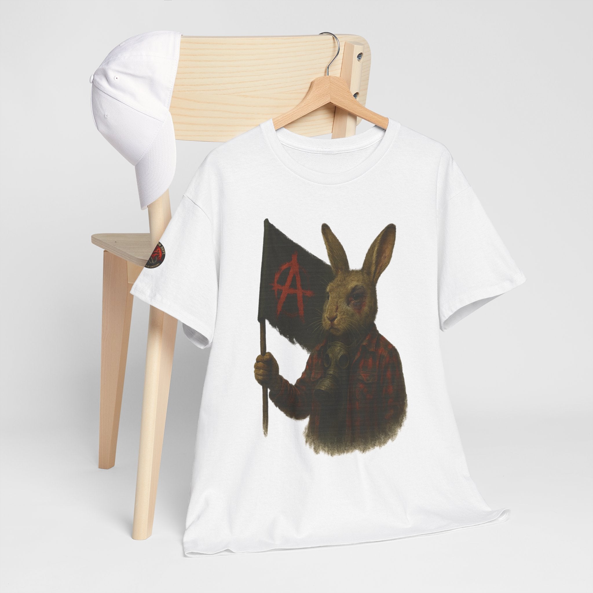 Rebellious Rabbit Art Tee, Cool Graphic Tee, Animal Lover Gift, Unisex Casual Shirt, Edgy Fashion Tee, Quirky Gift Idea