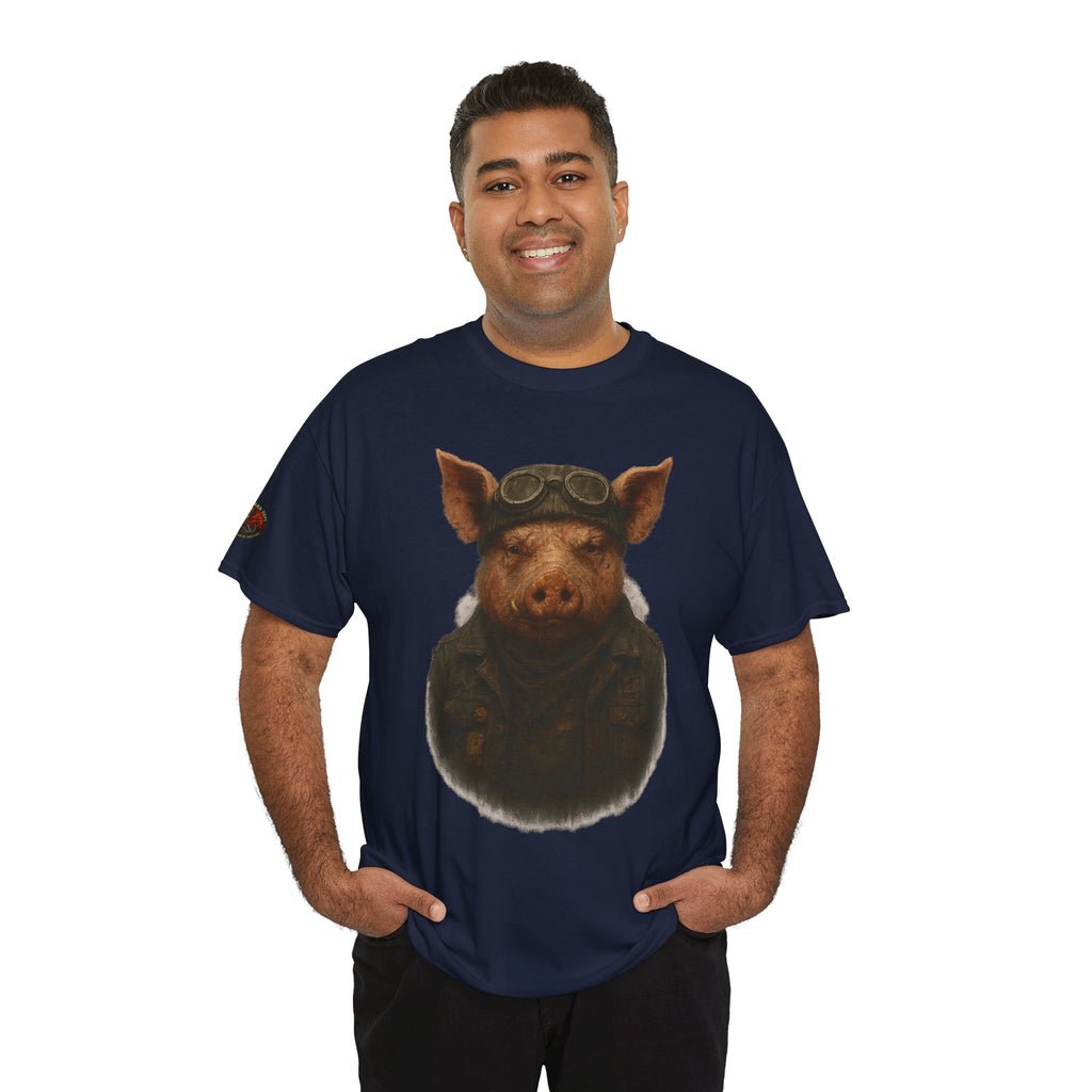Aviator Pig Unisex Tee, Fun Graphic Shirt, Animal Lovers Gift, Casual Wear, Unique Design, Vintage Style T-Shirt