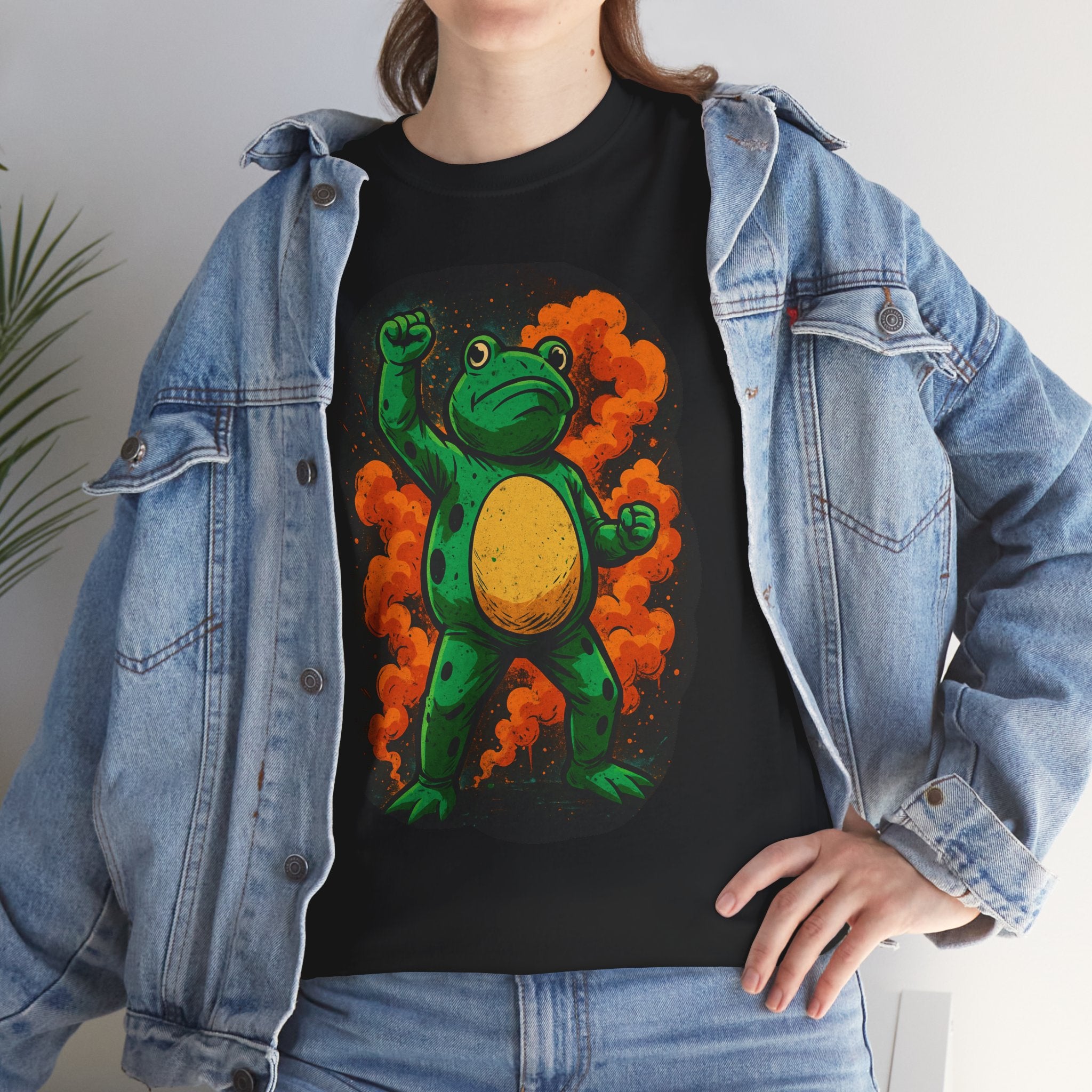 Frog Power Unisex Tee, Bold Cartoon Graphic Shirt, Unique Gift for Amphibian Lovers, Fun Casual Wear, Perfect for Nature Enthusiasts