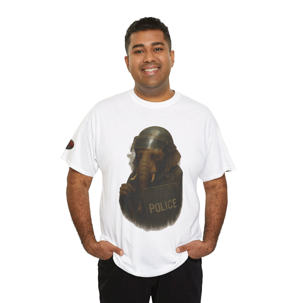 Police Elephant Graphic Tee, Funny Animal T-Shirt, Unisex Cotton Tee, Gift for Animal Lovers, Quirky Statement Shirt