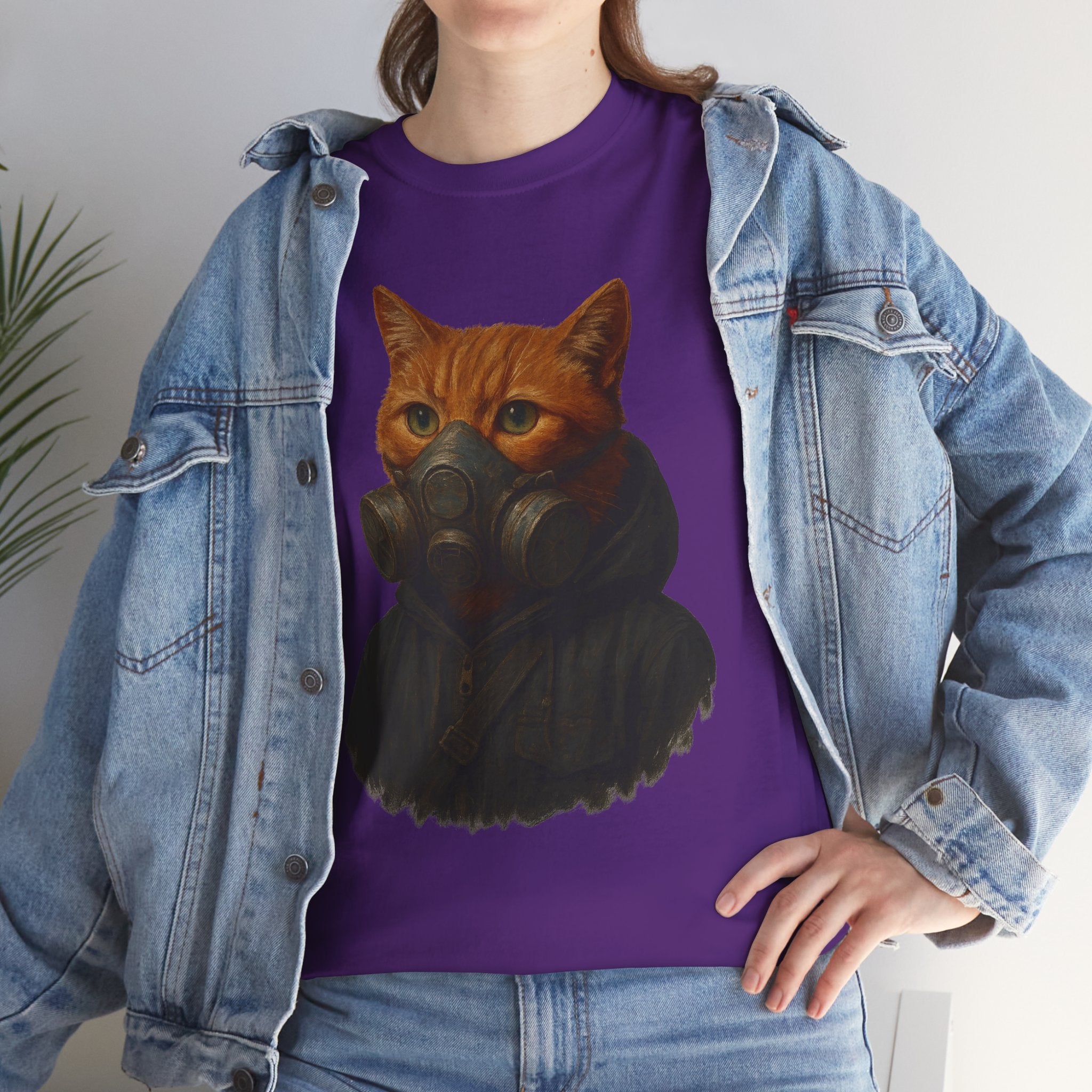 Unique Cat Art Tee, Unisex Heavy Cotton T-Shirt, Quirky Gift, Cat Lover Clothing, Pet Owner Apparel, Funny Graphic Tee