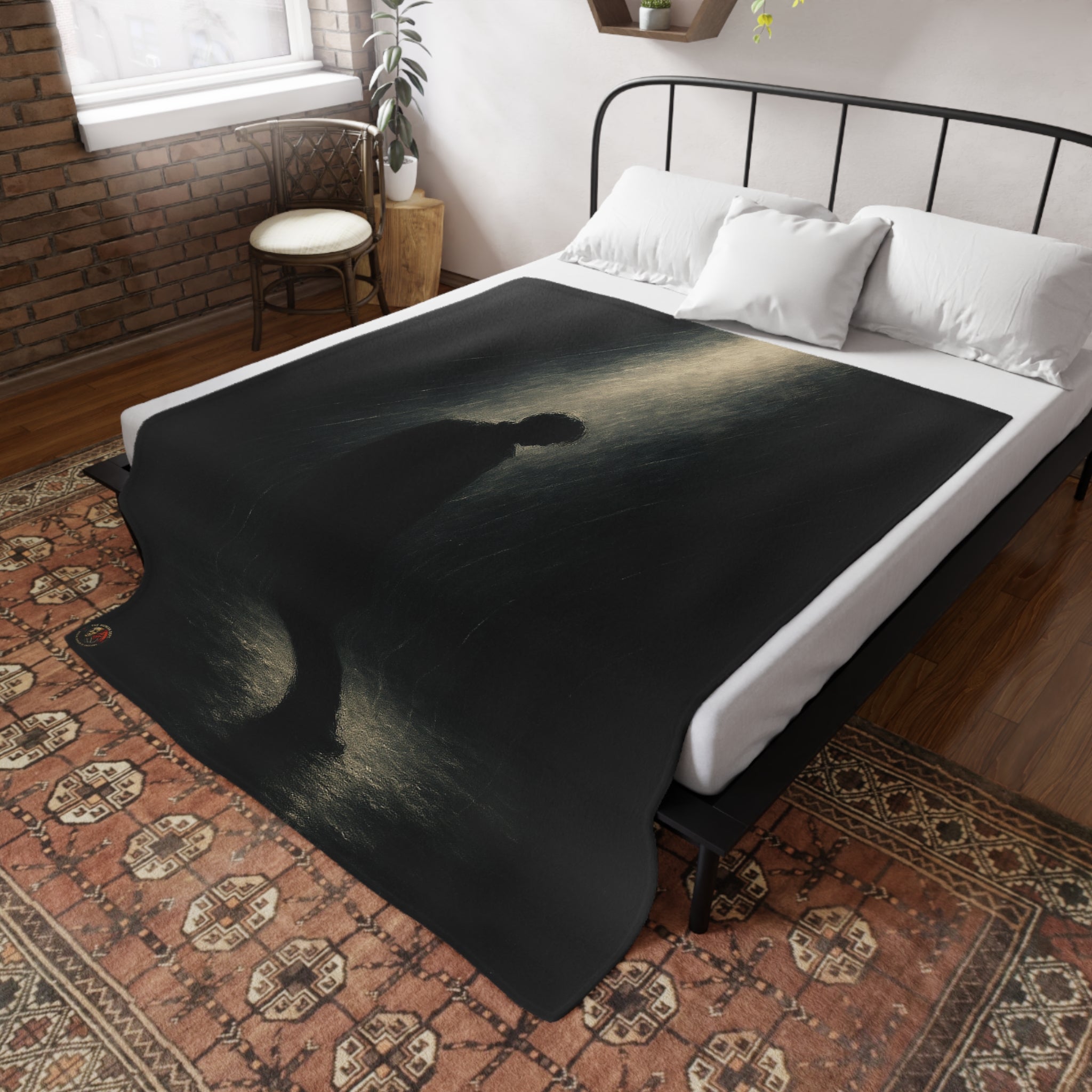 Moody Plush Fleece Blanket, Cozy Throw, Artistic Home Decor, Soft Gift for Him, Meditation Space Accessory, Rainy Day Comfort