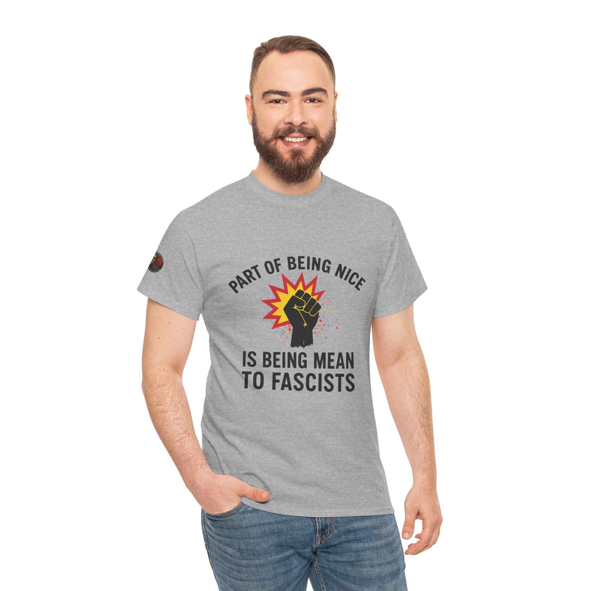 Unisex Protest Tee - "Part of Being Nice is Being Mean to Fascists" - Casual Activism Shirt, Social Justice Apparel, Gift for Allies, [...]