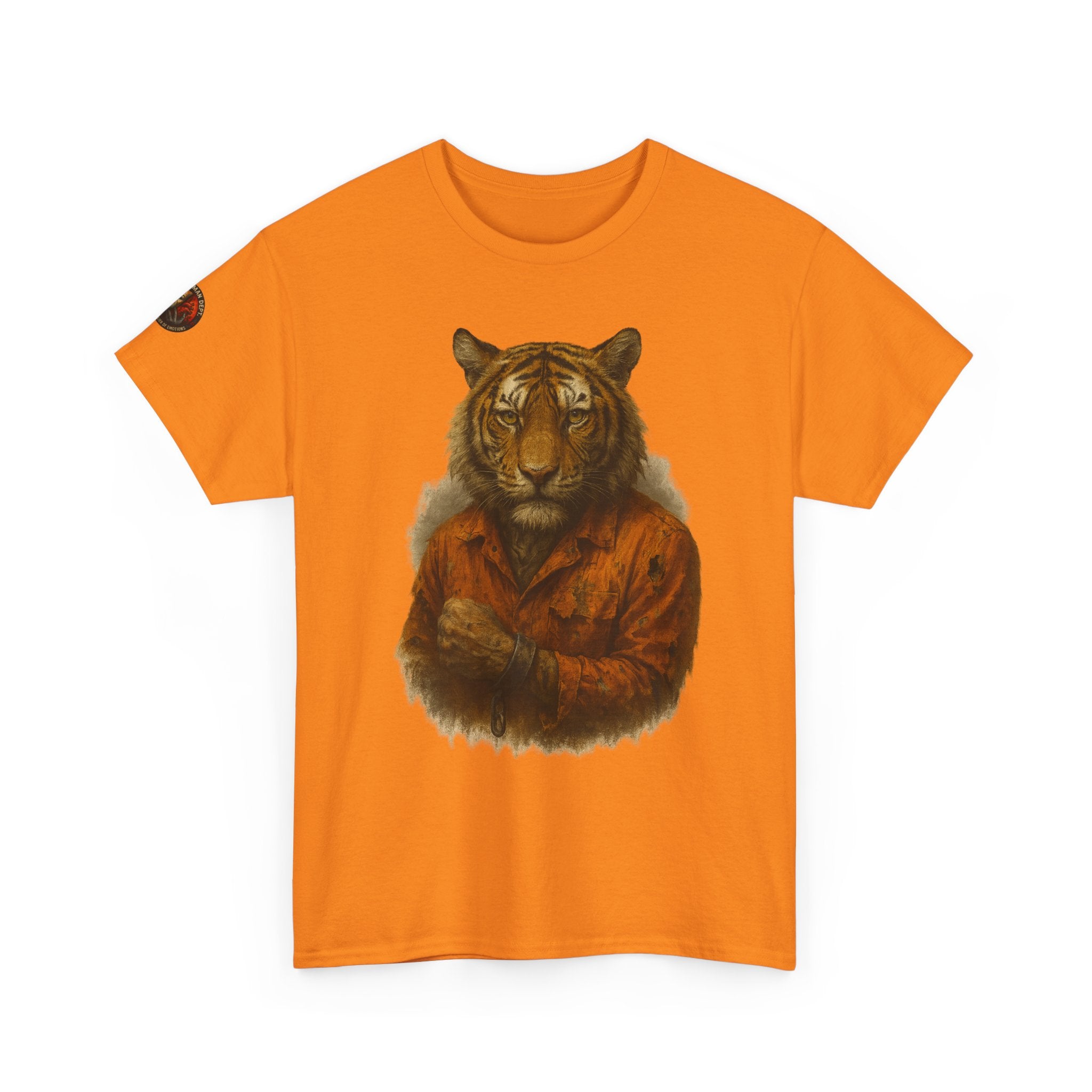 Tiger Character Unisex Heavy Cotton Tee, Casual Tee, Animal Lover Shirt, Unique Gift, Wildlife Art Tee