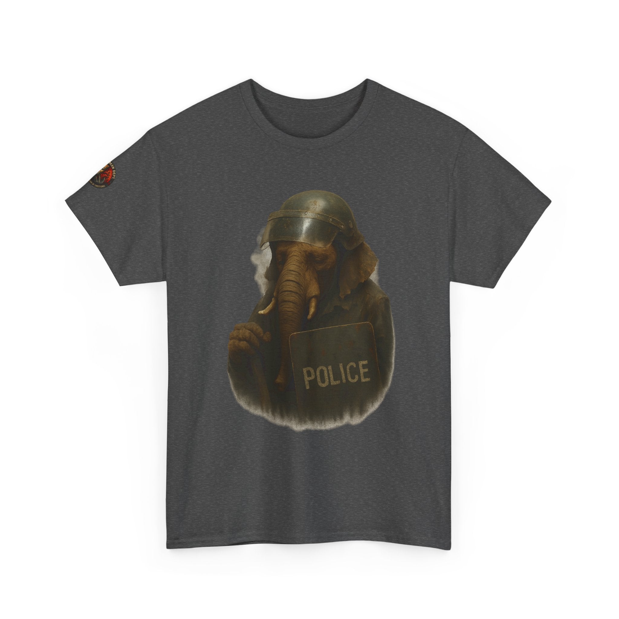 Police Elephant Graphic Tee, Funny Animal T-Shirt, Unisex Cotton Tee, Gift for Animal Lovers, Quirky Statement Shirt