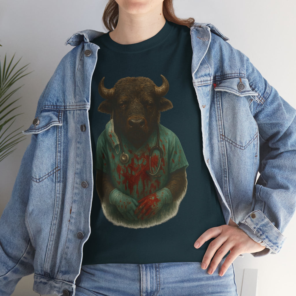 Artistic Graphic Tee, Bull T-Shirt, Unique Animal Design Shirt, Casual Wear, Gift for Animal Lovers