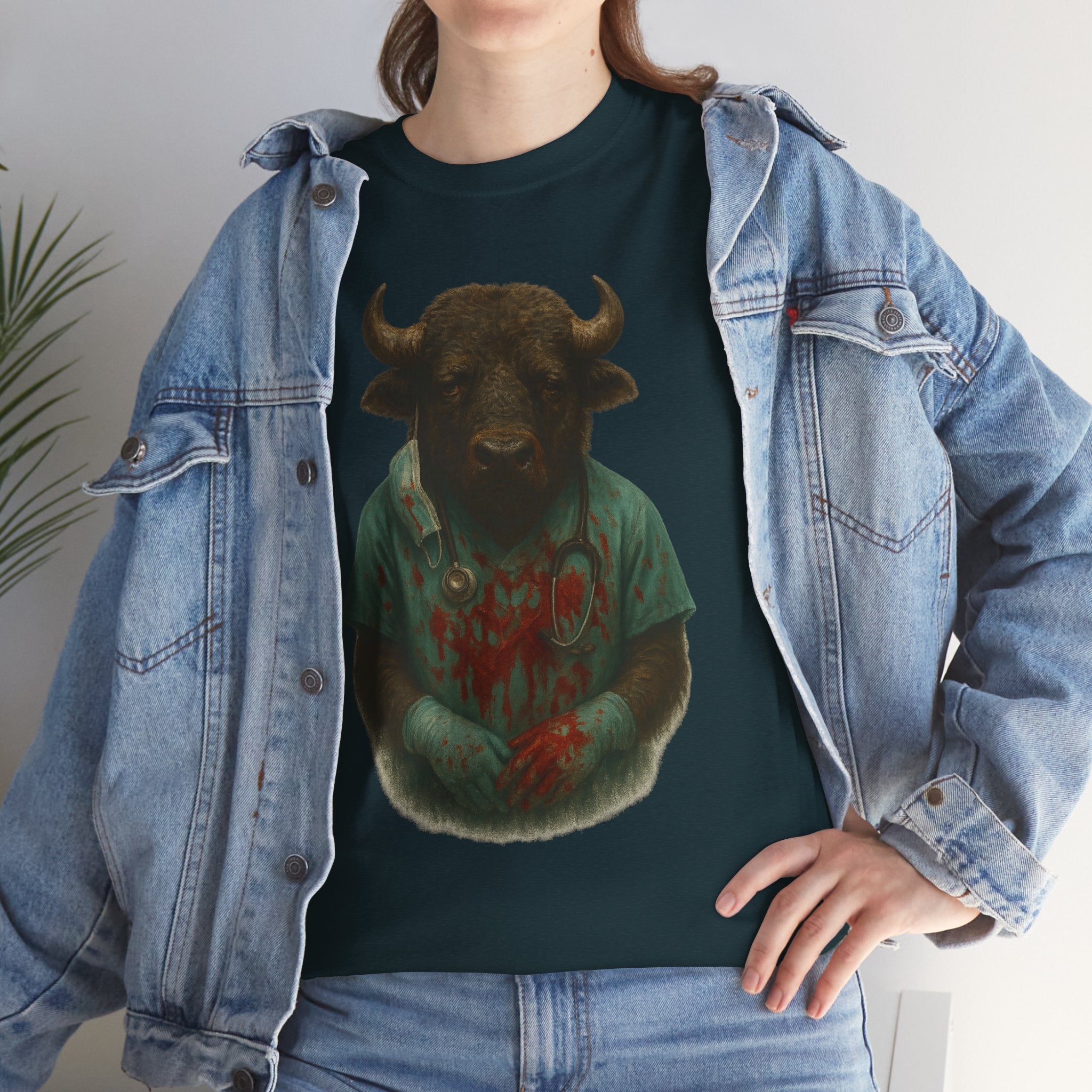 Artistic Graphic Tee, Bull T-Shirt, Unique Animal Design Shirt, Casual Wear, Gift for Animal Lovers
