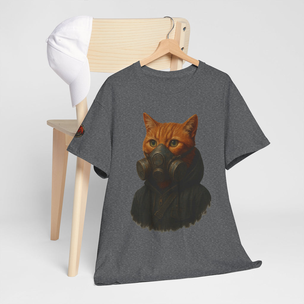 Unique Cat Art Tee, Unisex Heavy Cotton T-Shirt, Quirky Gift, Cat Lover Clothing, Pet Owner Apparel, Funny Graphic Tee