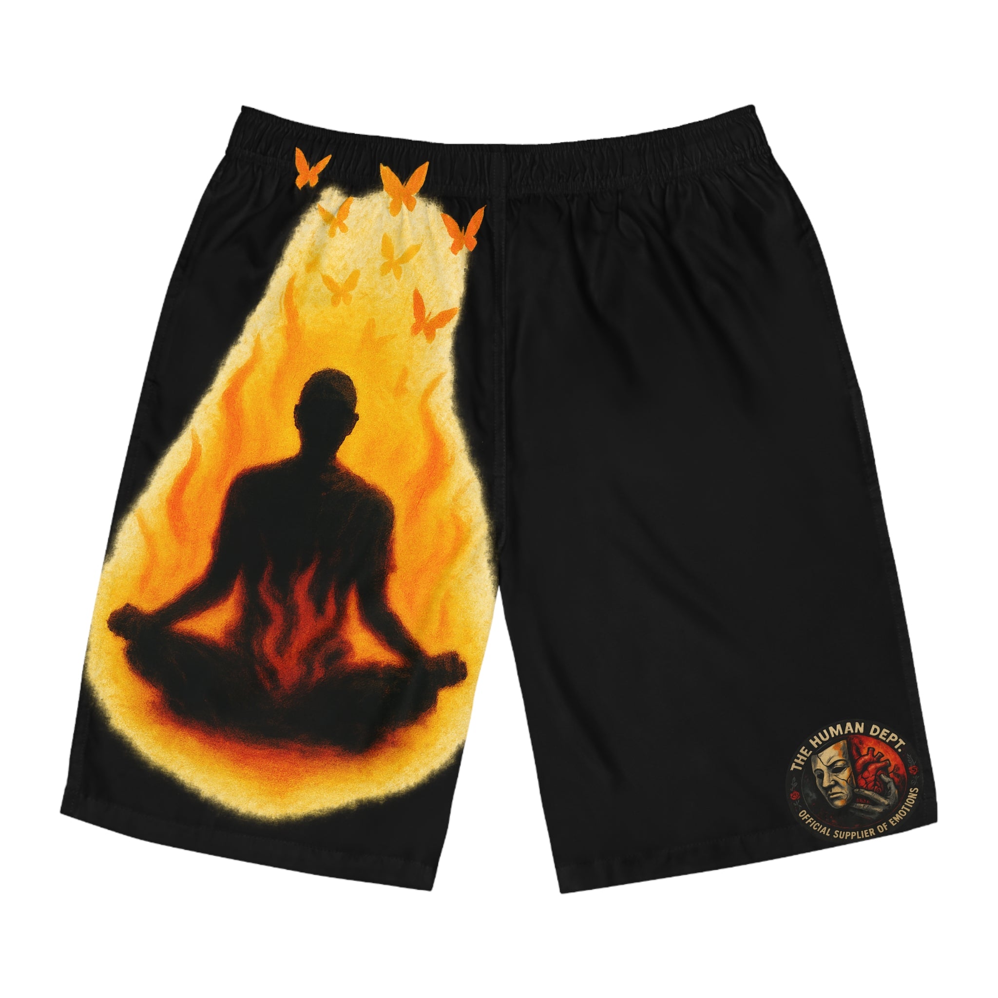 Meditative Men's Board Shorts, Artful Swimming Trunks, Beachwear for Mindfulness, Summer Vibes, Gift for Him, Vacation Essentials