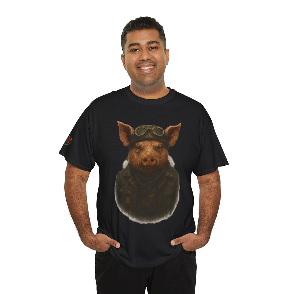 Aviator Pig Unisex Tee, Fun Graphic Shirt, Animal Lovers Gift, Casual Wear, Unique Design, Vintage Style T-Shirt