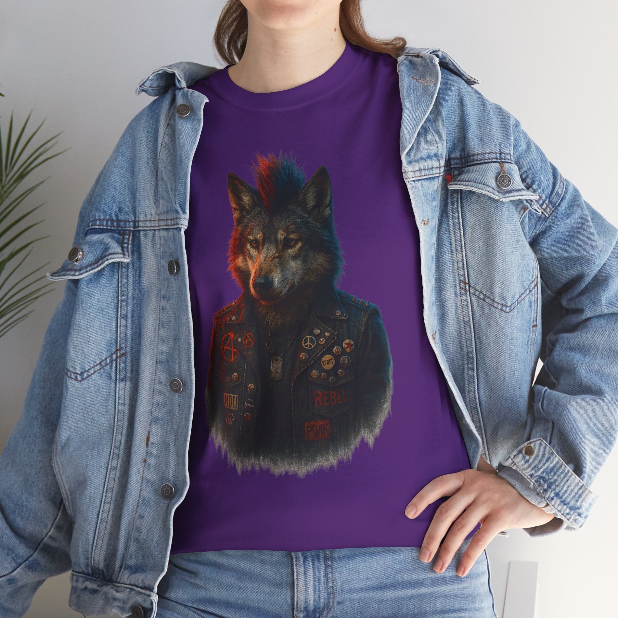 Wolf Art Unisex Heavy Cotton Tee, Graphic Tee, Casual Wear, Animal Lover Gift, Statement T-Shirt, Unique Fashion