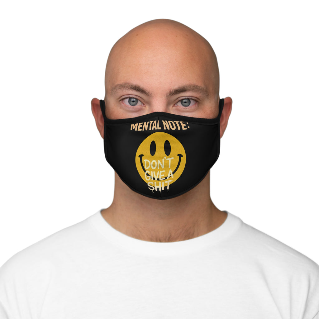 Funny Smile Face Mask, Mental Note Don't Give a Shit, Humor Mask, Gift for Adults, Quirky Face Covering