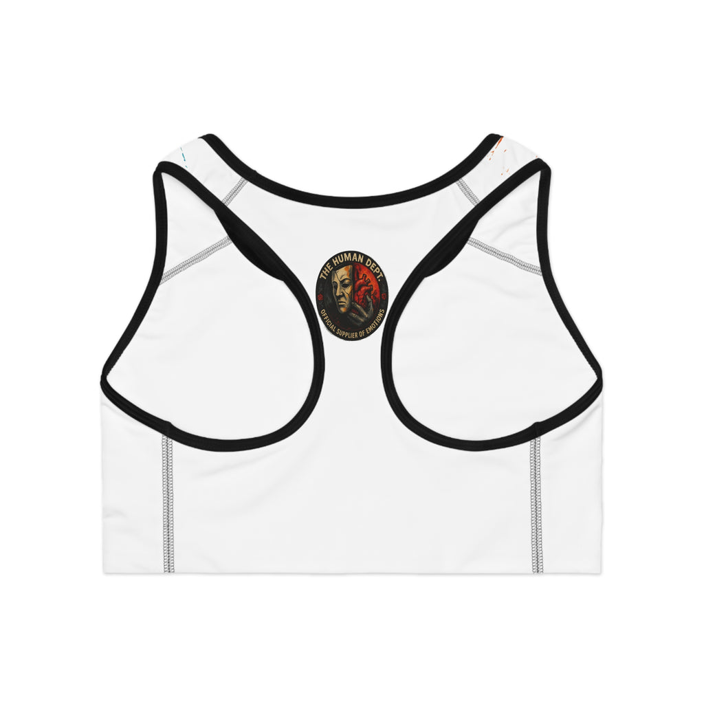 Vibrant Art-Print Sports Bra, Floral Design Fitness Top, Workout Gear, Athleisure Wear, Gift for Fitness Lovers, Motivational Sports Bra