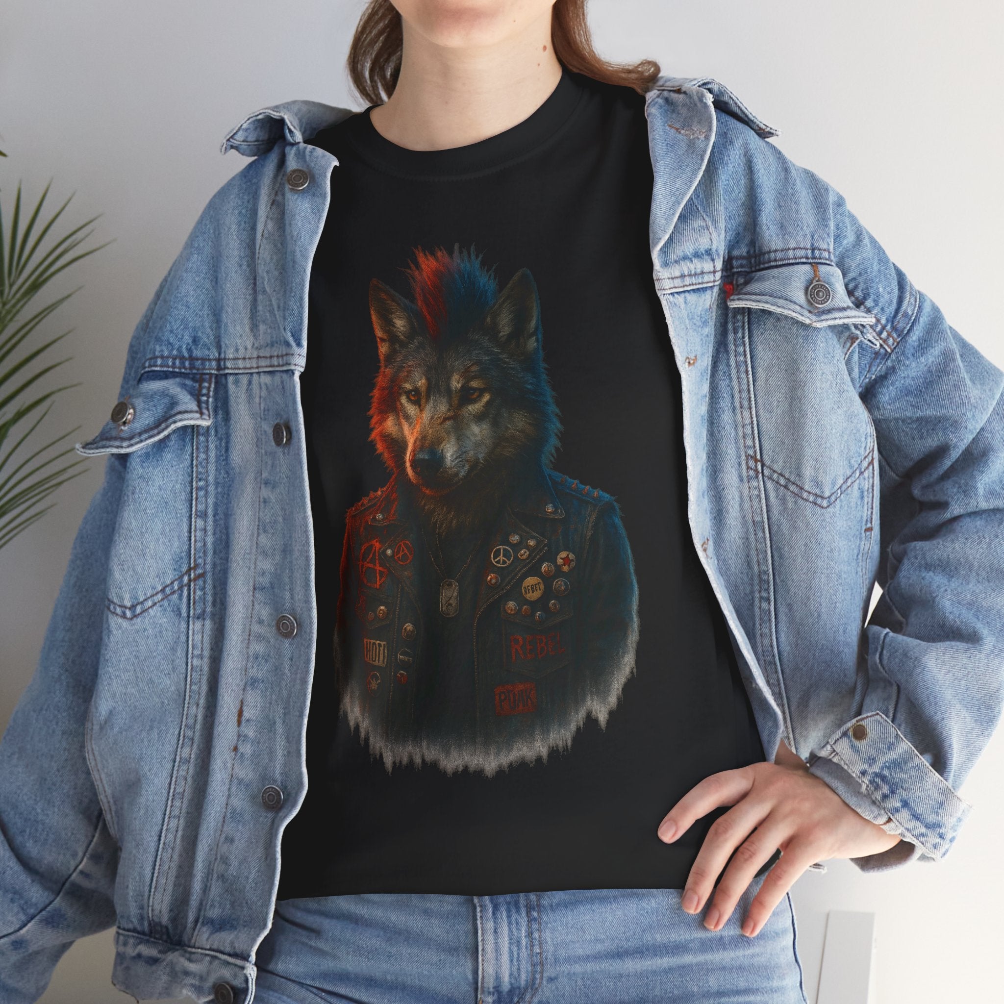Wolf Art Unisex Heavy Cotton Tee, Graphic Tee, Casual Wear, Animal Lover Gift, Statement T-Shirt, Unique Fashion