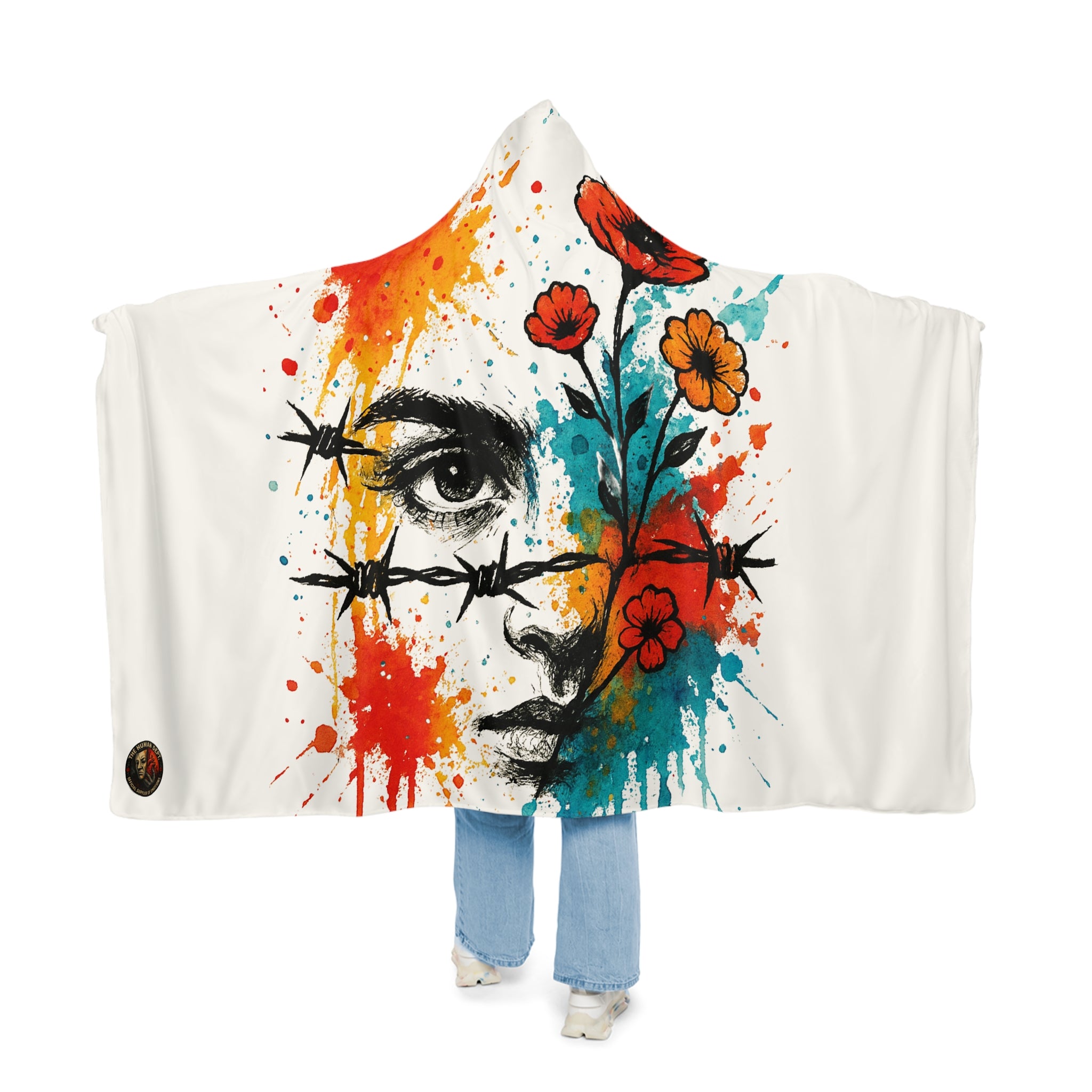 Vibrant Art Hoodie Blanket, Cozy Gift, Home Decor, Comfort Blanket, Warm Throw, Unique Artwork, Gift for Her