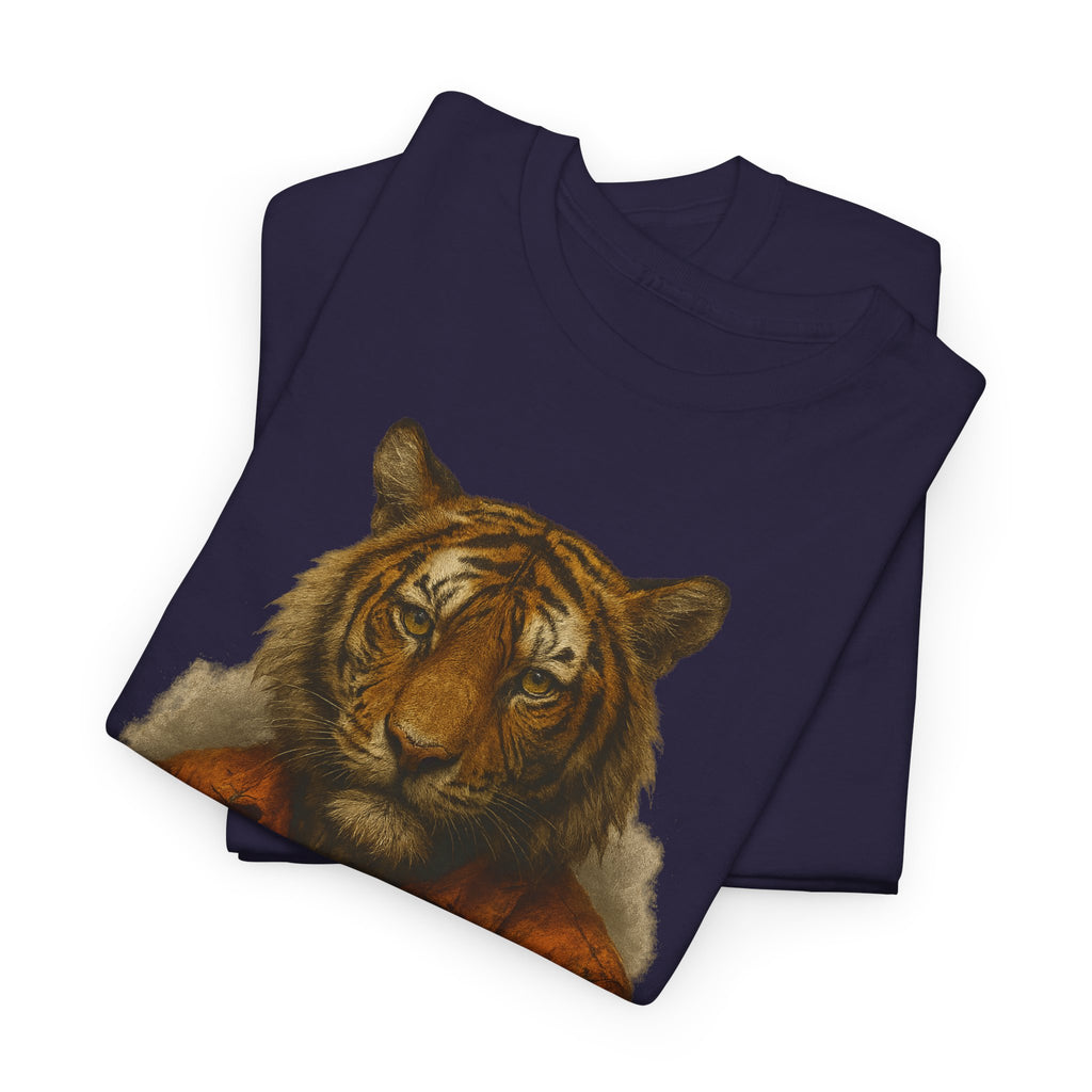 Tiger Character Unisex Heavy Cotton Tee, Casual Tee, Animal Lover Shirt, Unique Gift, Wildlife Art Tee