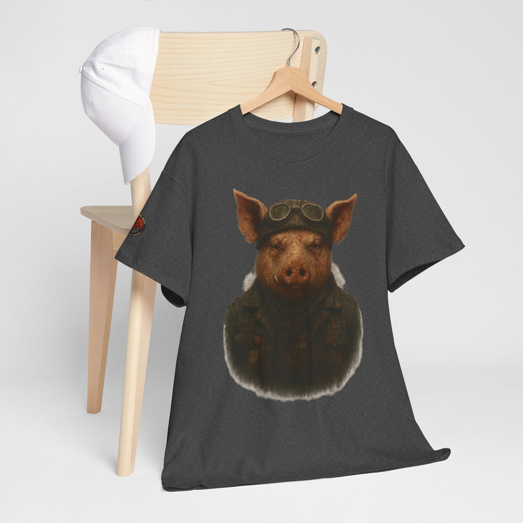 Aviator Pig Unisex Tee, Fun Graphic Shirt, Animal Lovers Gift, Casual Wear, Unique Design, Vintage Style T-Shirt