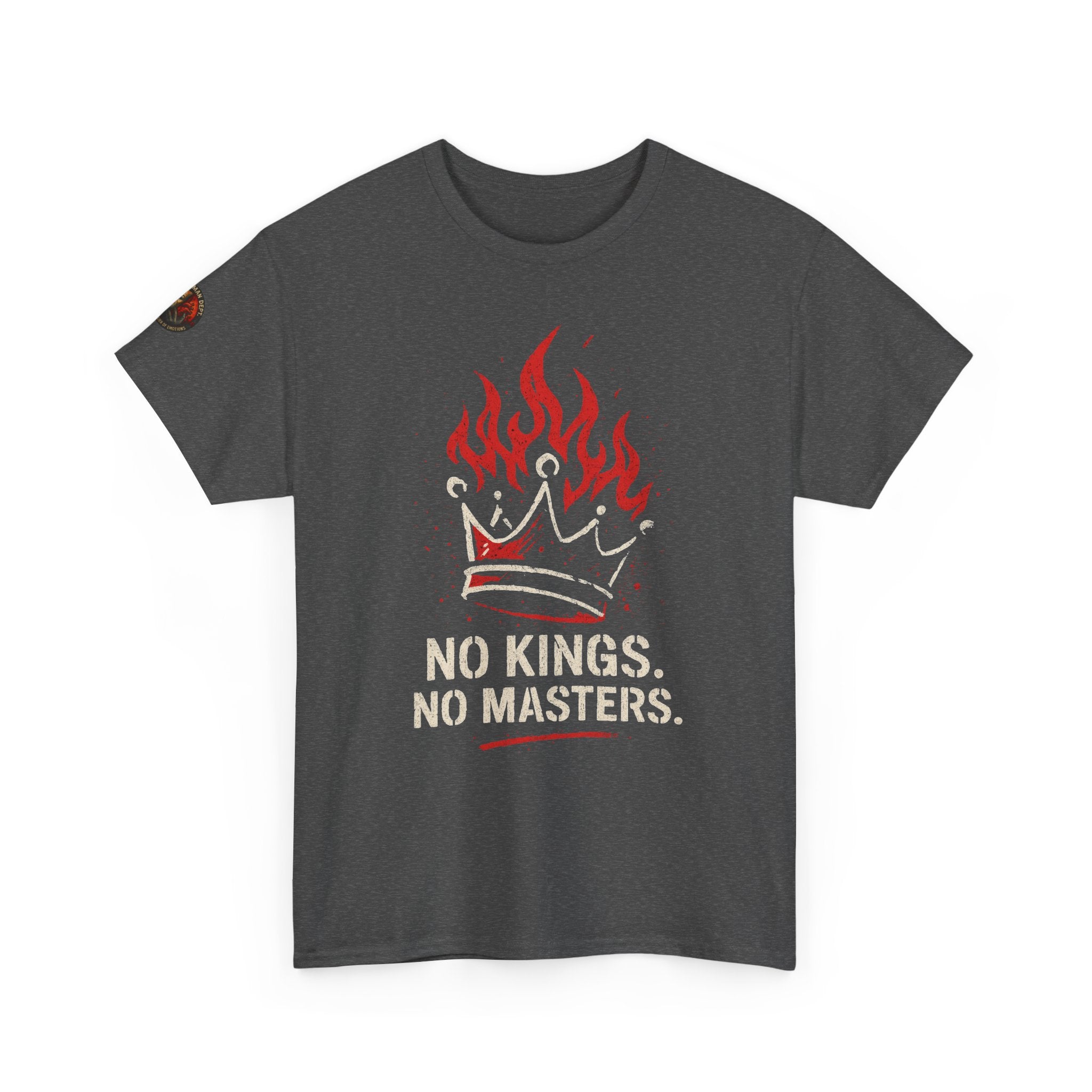 Unisex Heavy Cotton Tee with 'No Kings, No Masters' Design