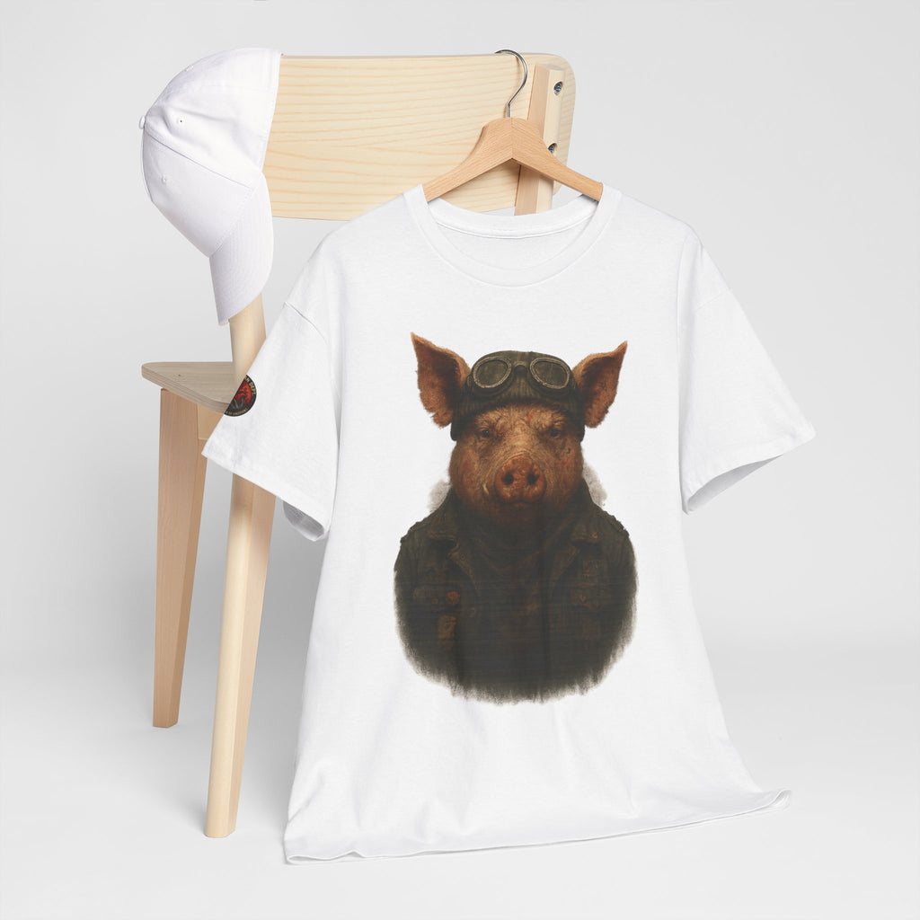 Aviator Pig Unisex Tee, Fun Graphic Shirt, Animal Lovers Gift, Casual Wear, Unique Design, Vintage Style T-Shirt