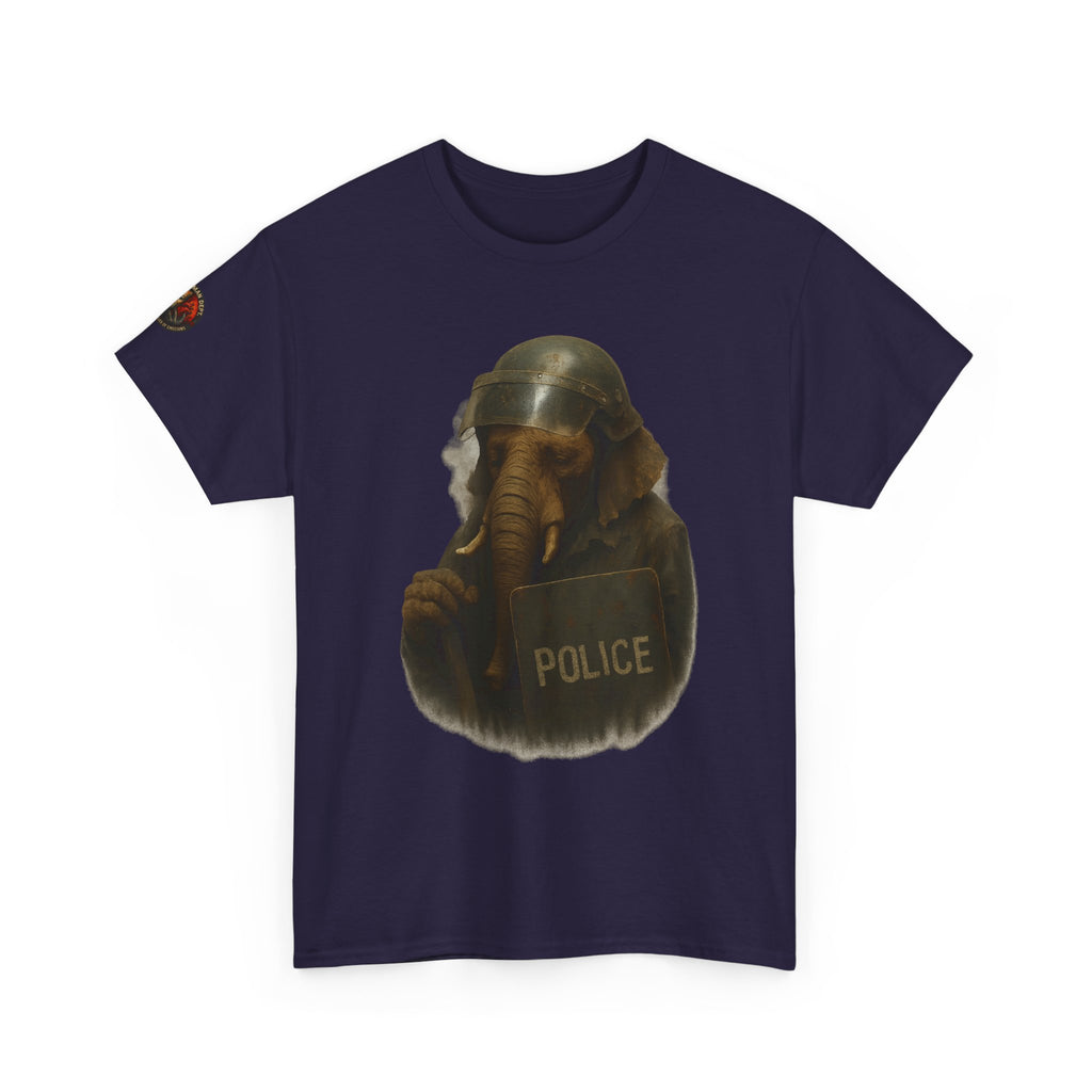 Police Elephant Graphic Tee, Funny Animal T-Shirt, Unisex Cotton Tee, Gift for Animal Lovers, Quirky Statement Shirt