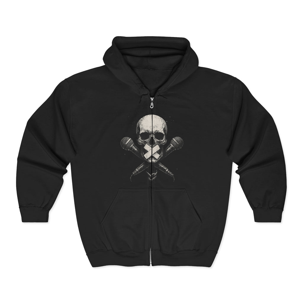 Skull & Microphone Censorship Zip-Up Hoodie