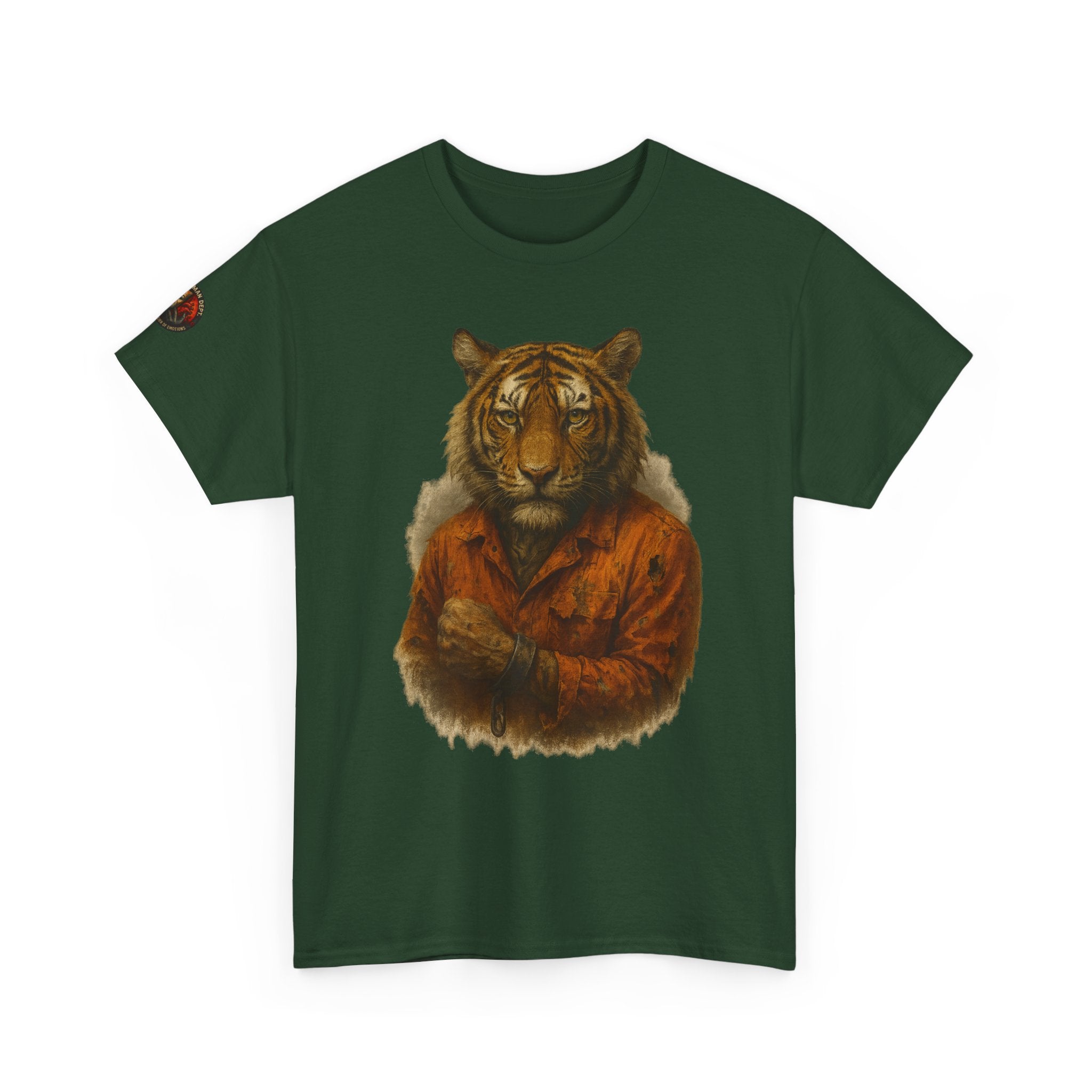 Tiger Character Unisex Heavy Cotton Tee, Casual Tee, Animal Lover Shirt, Unique Gift, Wildlife Art Tee