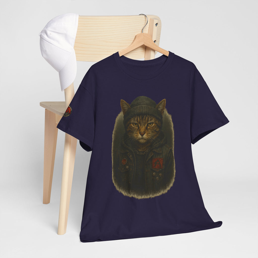 Cat-Inspired Unisex Heavy Cotton Tee, Cute Cat Shirt, Graphic Tee Gift, Animal Lover Apparel, Fun Everyday Wear, Casual Gift