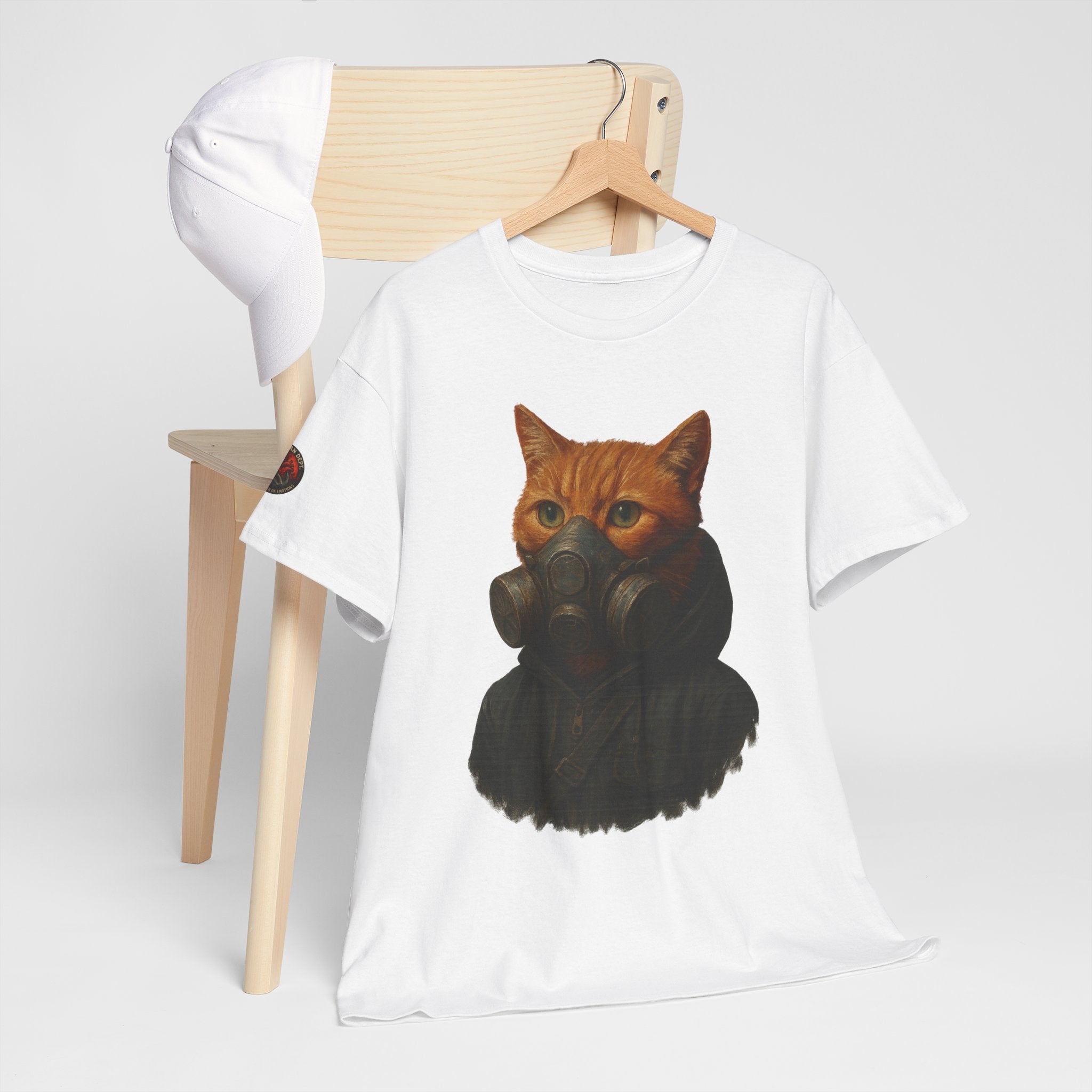 Unique Cat Art Tee, Unisex Heavy Cotton T-Shirt, Quirky Gift, Cat Lover Clothing, Pet Owner Apparel, Funny Graphic Tee