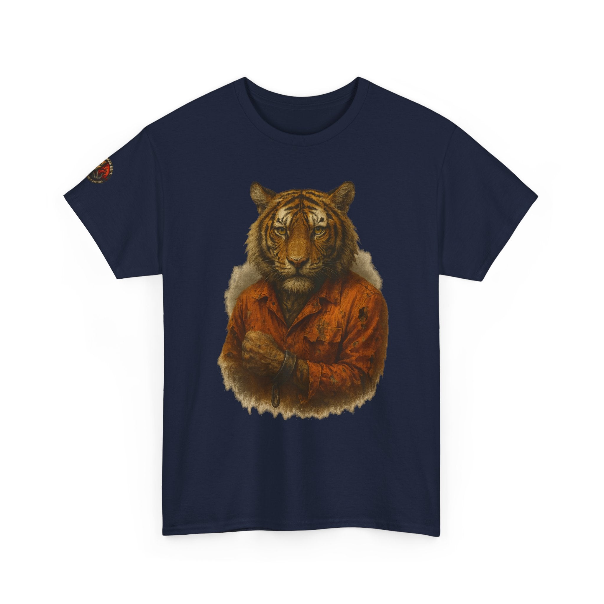 Tiger Character Unisex Heavy Cotton Tee, Casual Tee, Animal Lover Shirt, Unique Gift, Wildlife Art Tee