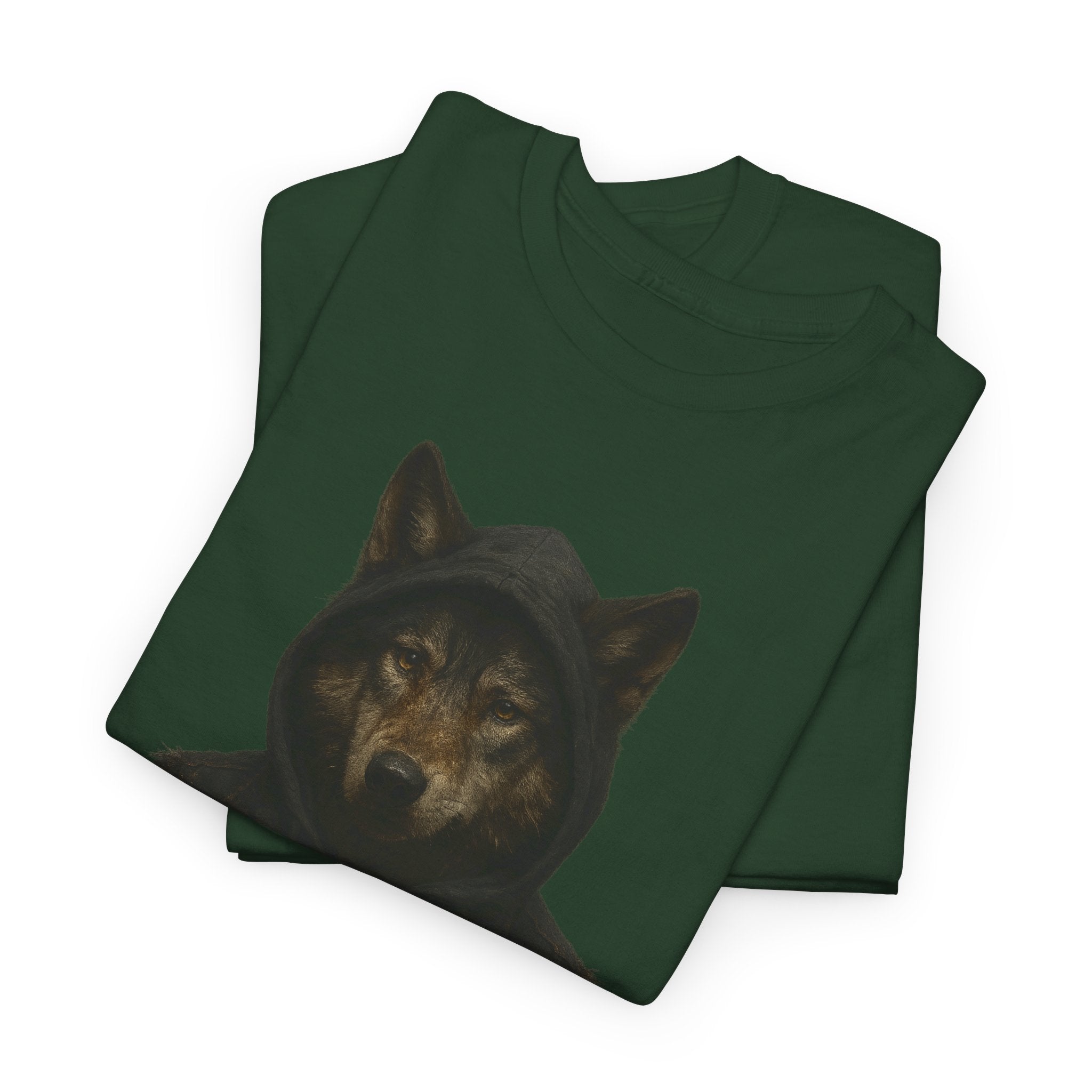 Mystical Wolf Unisex Heavy Cotton Tee, Casual Tee, Gift for Animal Lovers, Halloween Apparel, Goth Style Shirt