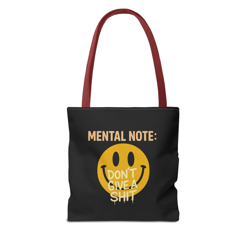Smiley Face Tote Bag, Motivational Bag, Eco-Friendly Shopper, Gift for Friends, Everyday Use, Mental Note Design