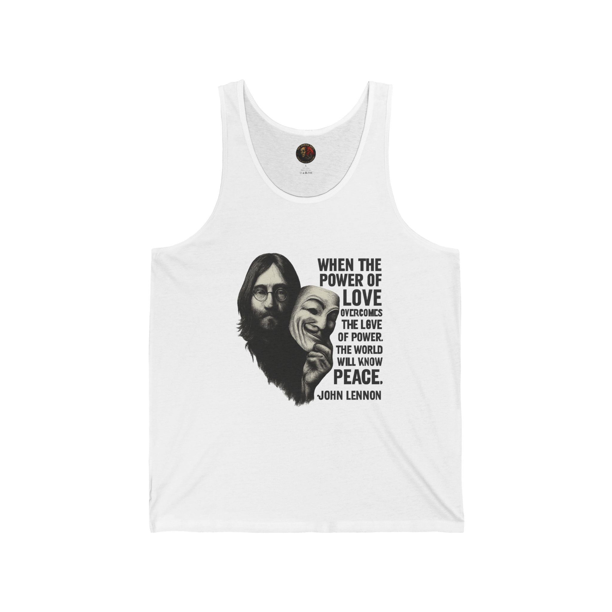 John Lennon Love Peace Tank Top, Unisex Jersey Tank, Music Lover Gift, Boho Style, Festival Outfit, Vintage Inspired Apparel